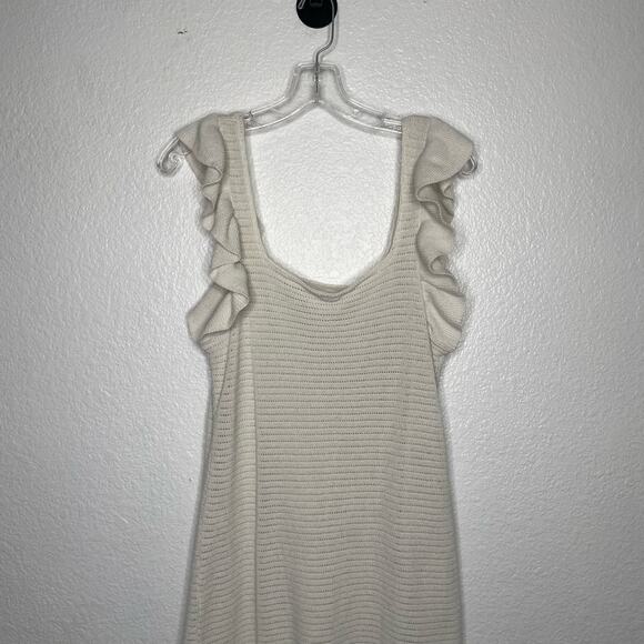 Anthropologie Womens Dress Size L White Sleeveless Knitted Crochet Style Lined - Picture 10 of 16